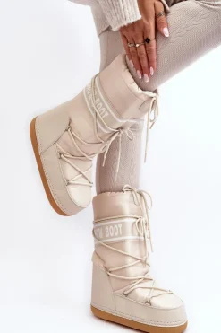 Discount Boto Damskie Wysokie Śniegowce Beżowe Venila Beżowy
