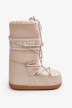 Discount Boto Damskie Wysokie Śniegowce Beżowe Venila Beżowy