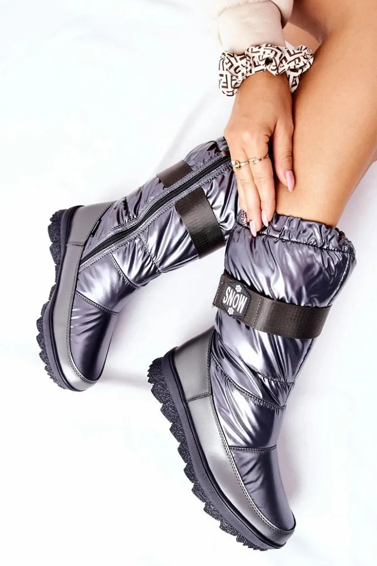 Damskie Damskie buty S.Barski Damskie Wysokie Śniegowce Ocieplane Szare Eunousa