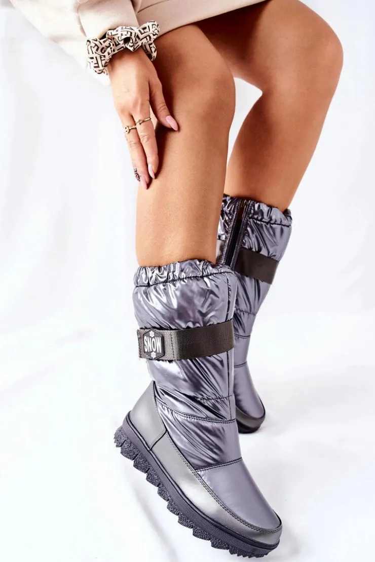 Damskie Damskie buty S.Barski Damskie Wysokie Śniegowce Ocieplane Szare Eunousa