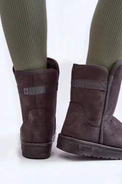 Big Star Shoes Śniegowce Damskie*Damskie Wysokie Śniegowce Big Star KK274619 Szare