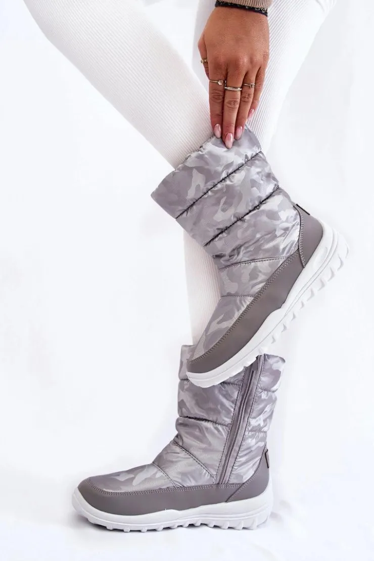 Big Star Shoes Śniegowce Damskie*Damskie Wysokie Śniegowce Big Star KK274600 Szare Szary