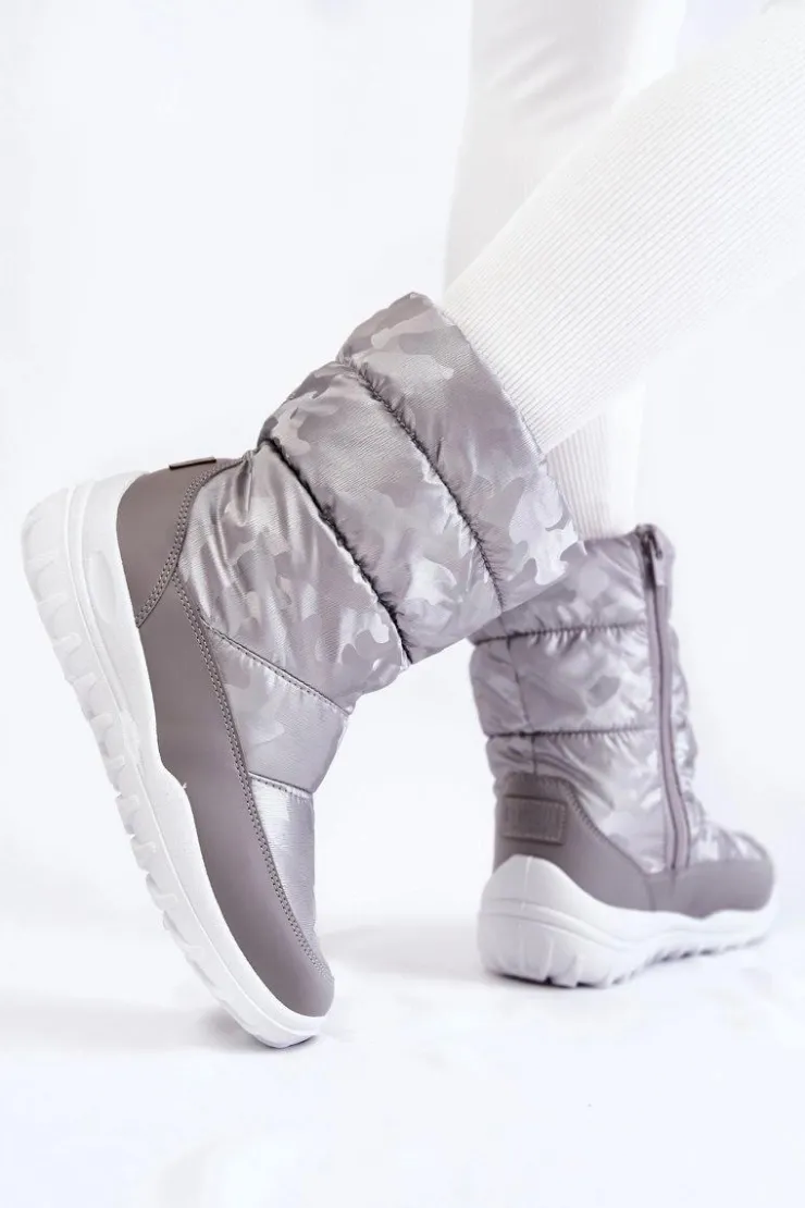 Big Star Shoes Śniegowce Damskie*Damskie Wysokie Śniegowce Big Star KK274600 Szare Szary