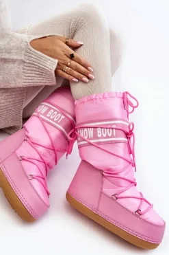 Boto Śniegowce Damskie*Damskie Wysokie Śniegowce Różowe Venila
