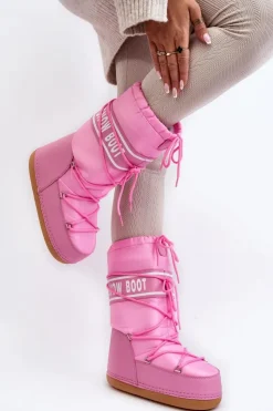 Boto Śniegowce Damskie*Damskie Wysokie Śniegowce Różowe Venila