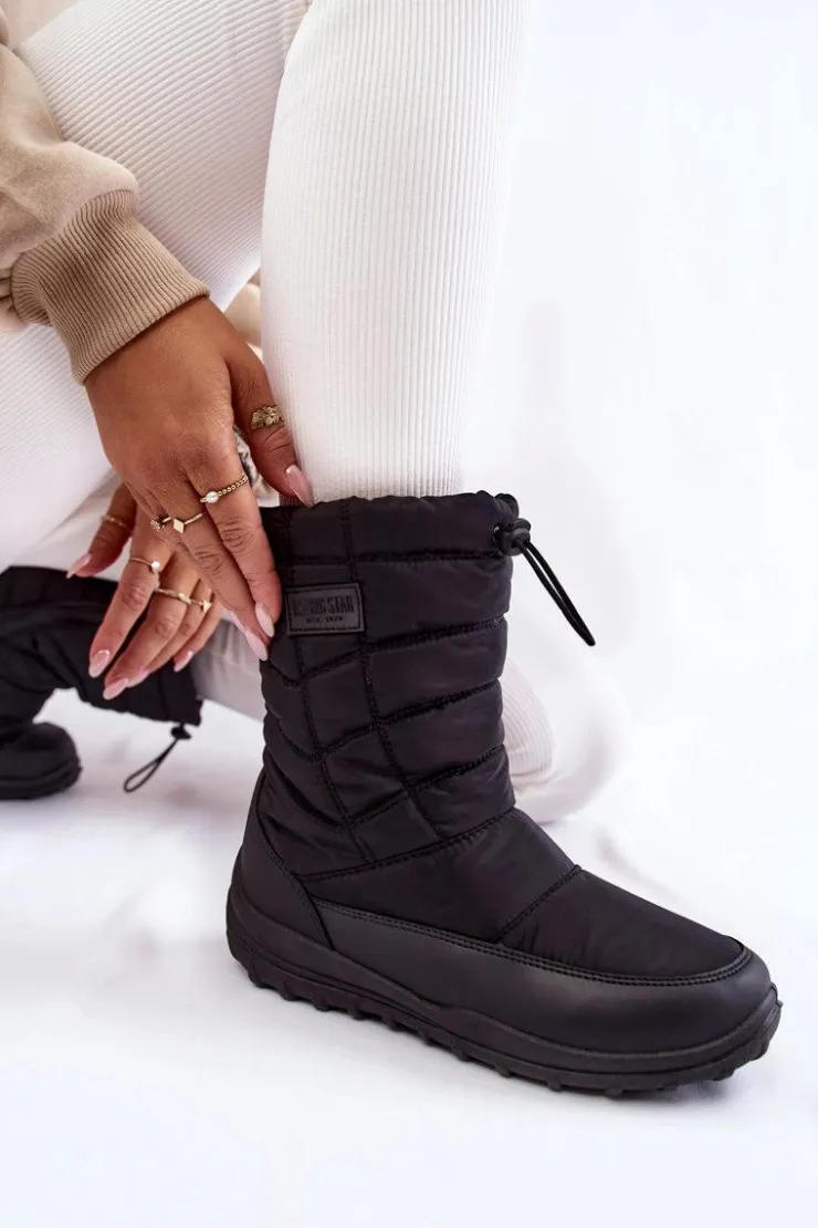 Damskie Big Star Shoes Damskie Wysokie Ocieplane Śniegowce Big Star KK274599 Czarne