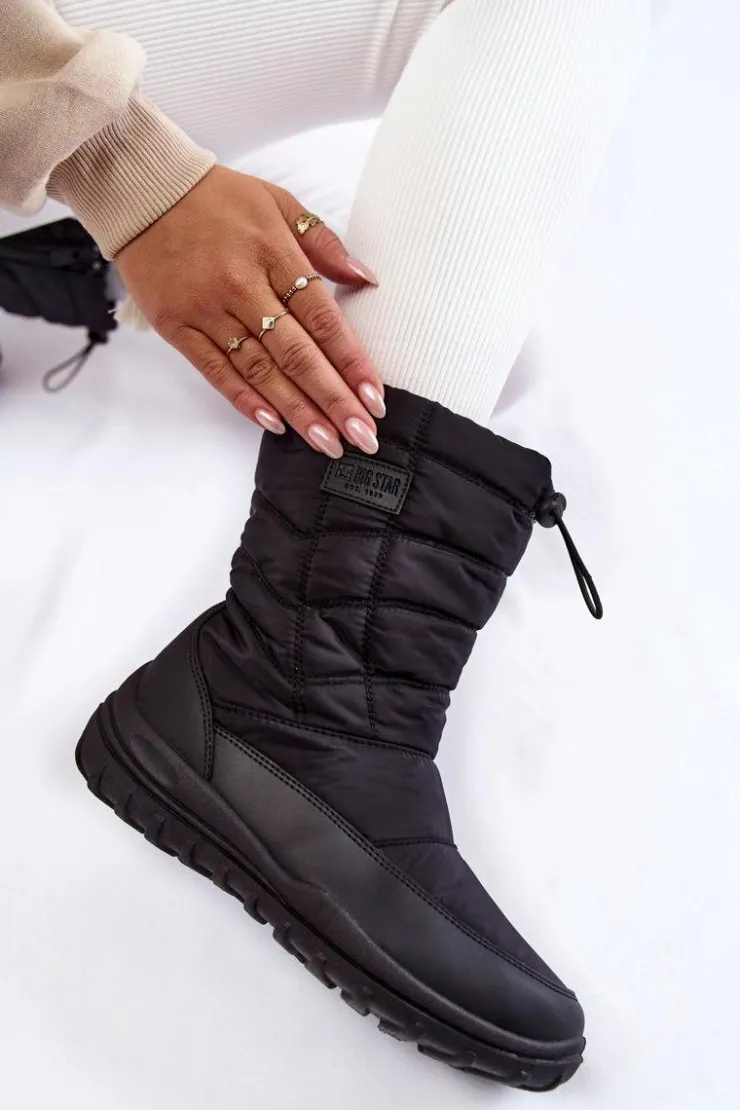 Damskie Big Star Shoes Damskie Wysokie Ocieplane Śniegowce Big Star KK274599 Czarne
