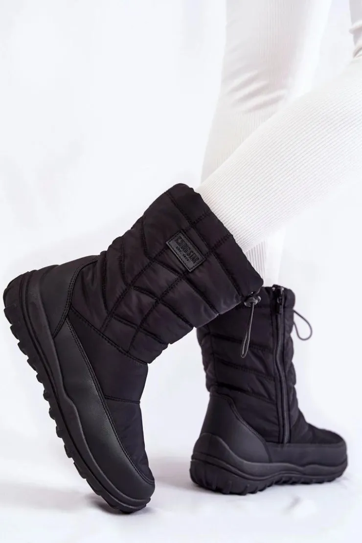 Damskie Big Star Shoes Damskie Wysokie Ocieplane Śniegowce Big Star KK274599 Czarne