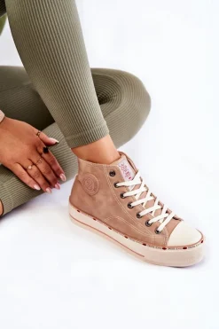 Cross Jeans Trampki Damskie Cross Jeans|Trampki Ocieplane*Damskie Wysokie Ocieplane Trampki KK2R4045C Beżowe