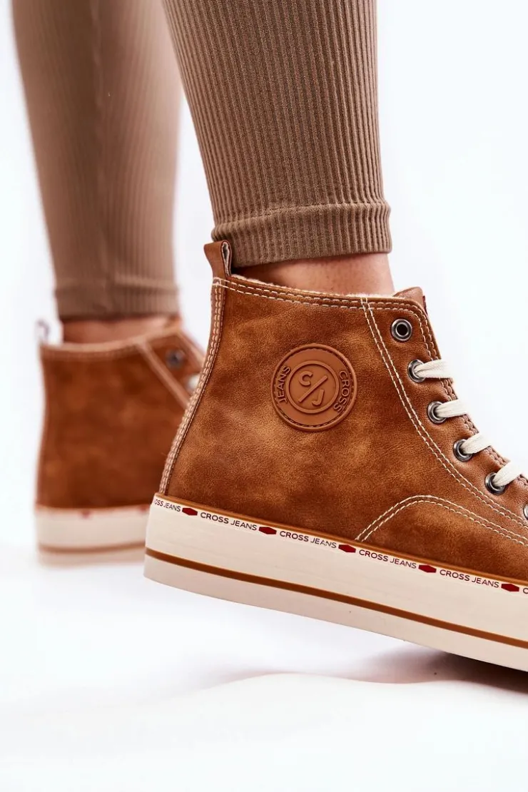 Clearance Cross Jeans Damskie Wysokie Ocieplane Trampki KK2R4043C Camel
