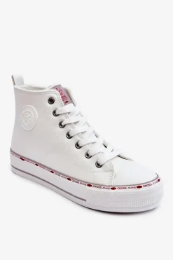 Cross Jeans Trampki Damskie Cross Jeans|Trampki Ocieplane*Damskie Wysokie Ocieplane Trampki KK2R4044C Białe Biały