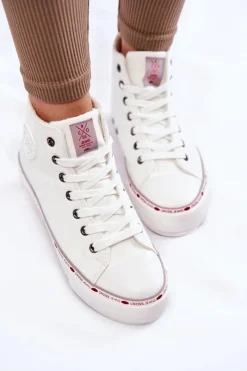 Cross Jeans Trampki Damskie Cross Jeans|Trampki Ocieplane*Damskie Wysokie Ocieplane Trampki KK2R4044C Białe Biały