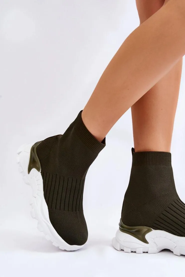 Boto Sneakersy Damskie*Damskie Wysokie Skarpetkowe Buty Sportowe Zielone Jovie