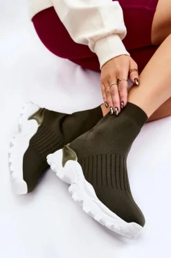 Boto Sneakersy Damskie*Damskie Wysokie Skarpetkowe Buty Sportowe Zielone Jovie