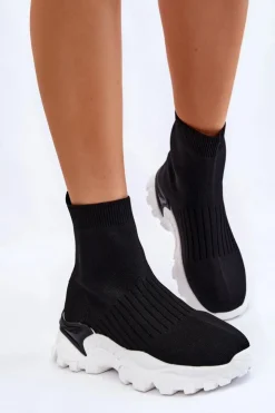 Online Boto Damskie Wysokie Skarpetkowe Buty Sportowe Czarne Jovie