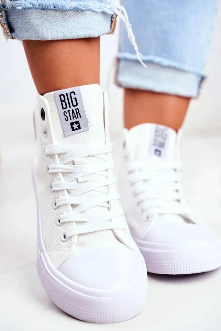 Discount Big Star Shoes Damskie Wysokie Trampki Big Star FF274A171 Białe