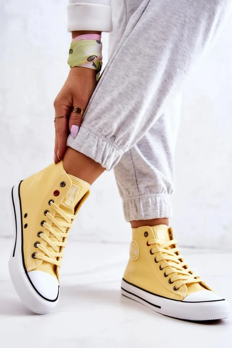 Big Star Shoes Trampki Damskie Big Star|Trampki Damskie Wysokie*Damskie Wysokie Trampki Big Star JJ274207 Żółte