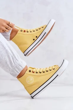 Big Star Shoes Trampki Damskie Big Star|Trampki Damskie Wysokie*Damskie Wysokie Trampki Big Star JJ274207 Żółte