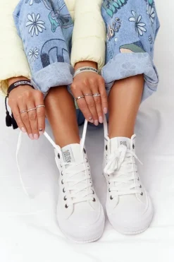 New Big Star Shoes Damskie Wysokie Trampki Big Star HH274149 Białe