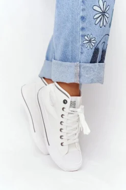 New Big Star Shoes Damskie Wysokie Trampki Big Star HH274149 Białe