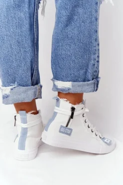 Damskie Big Star Shoes Damskie Wysokie Trampki Big Star HH274160 Białe