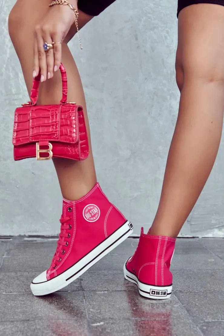Big Star Shoes Trampki Damskie Big Star|Trampki Damskie Wysokie*Damskie Wysokie Trampki Big Star JJ274210 Fuksja