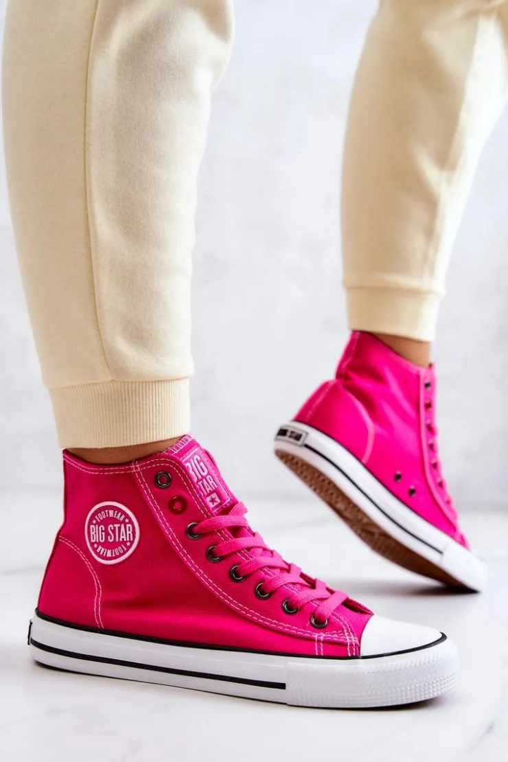Big Star Shoes Trampki Damskie Big Star|Trampki Damskie Wysokie*Damskie Wysokie Trampki Big Star JJ274210 Fuksja