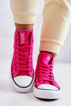 Big Star Shoes Trampki Damskie Big Star|Trampki Damskie Wysokie*Damskie Wysokie Trampki Big Star JJ274210 Fuksja