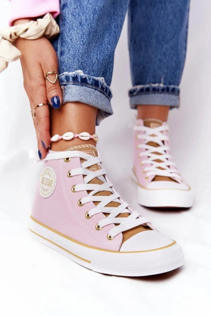 Discount Big Star Shoes Damskie Wysokie Trampki Big Star HH274447 Różowe