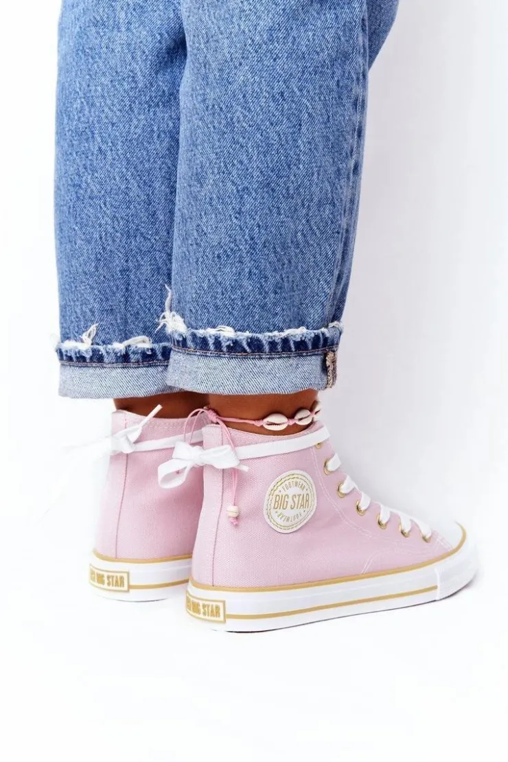 Discount Big Star Shoes Damskie Wysokie Trampki Big Star HH274447 Różowe