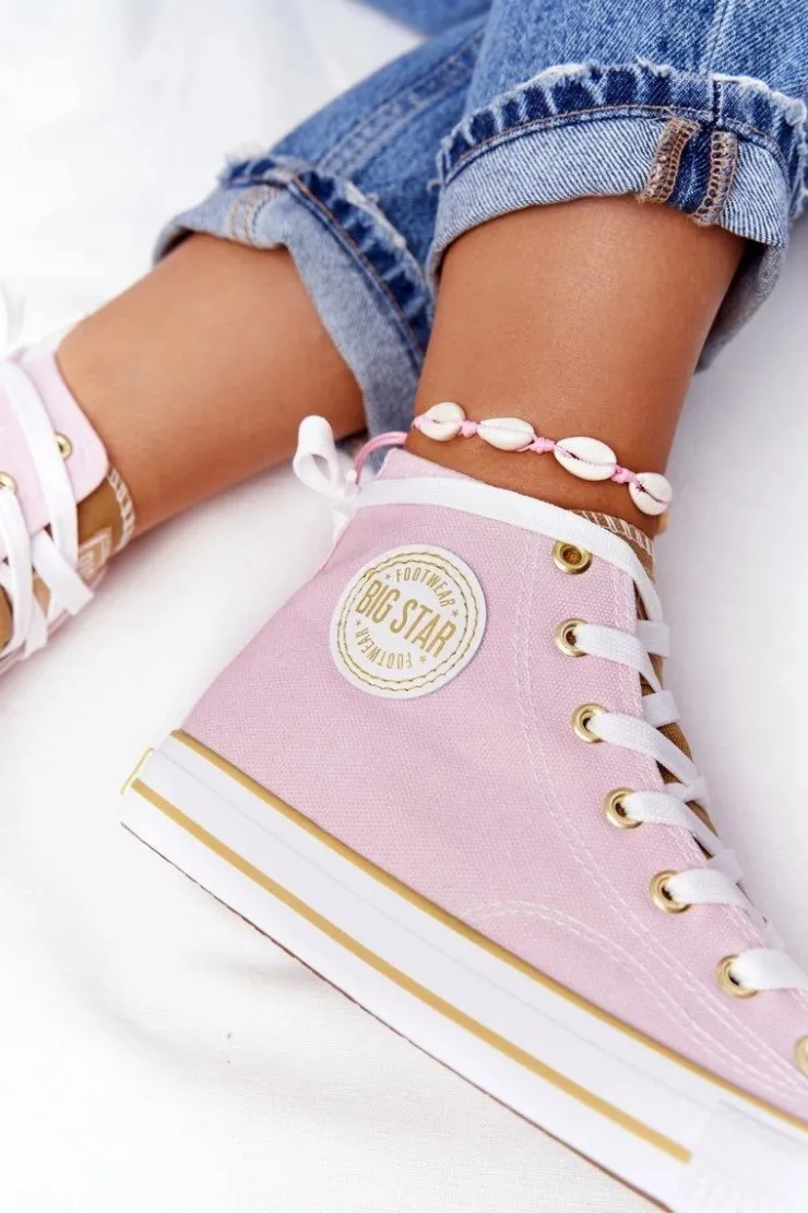 Discount Big Star Shoes Damskie Wysokie Trampki Big Star HH274447 Różowe