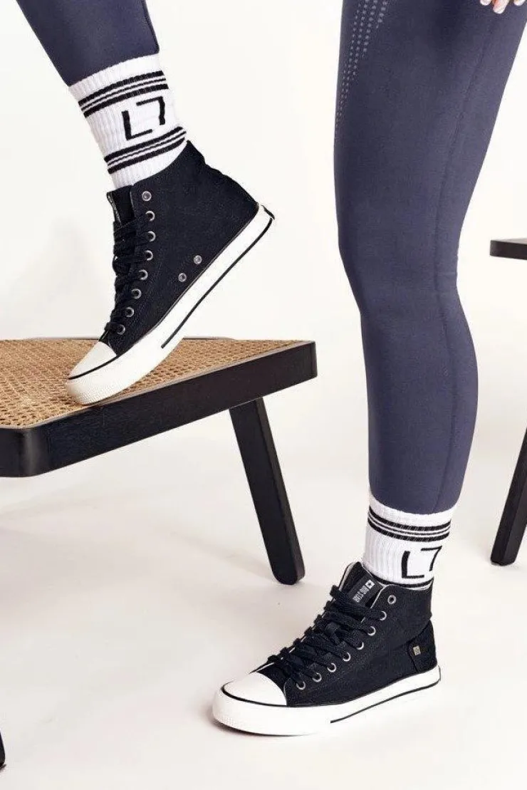 Big Star Shoes Trampki Damskie Big Star|Trampki Damskie Wysokie*Damskie Wysokie Trampki Big Star DD274330 Czarne Czarny