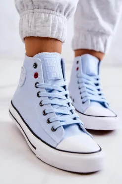 Damskie Big Star Shoes Damskie Wysokie Trampki Big Star JJ274209 Niebieskie