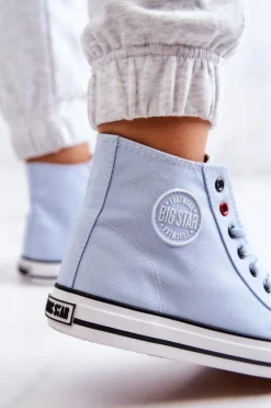 Damskie Big Star Shoes Damskie Wysokie Trampki Big Star JJ274209 Niebieskie