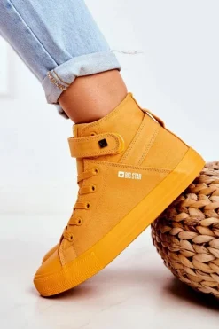 Big Star Shoes Trampki Damskie Big Star|Trampki Damskie Wysokie*Damskie Wysokie Trampki Big Star FF274581 Żółte