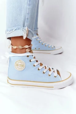Big Star Shoes Trampki Damskie Big Star|Trampki Damskie Wysokie*Damskie Wysokie Trampki Big Star HH274449 Niebieskie