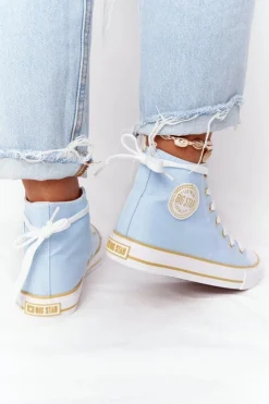Big Star Shoes Trampki Damskie Big Star|Trampki Damskie Wysokie*Damskie Wysokie Trampki Big Star HH274449 Niebieskie