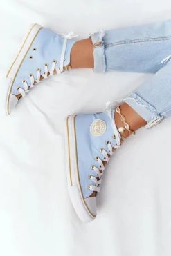 Big Star Shoes Trampki Damskie Big Star|Trampki Damskie Wysokie*Damskie Wysokie Trampki Big Star HH274449 Niebieskie