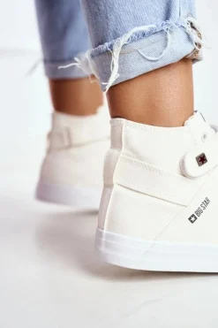 Big Star Shoes Trampki Damskie Big Star|Trampki Damskie Wysokie*Damskie Wysokie Trampki Big Star FF274579 Białe Biały