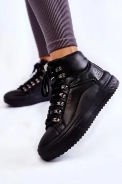 New Cross Jeans Damskie Wysokie Trampki KK2R4029C Czarne