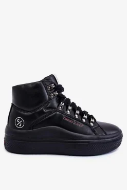 New Cross Jeans Damskie Wysokie Trampki KK2R4029C Czarne