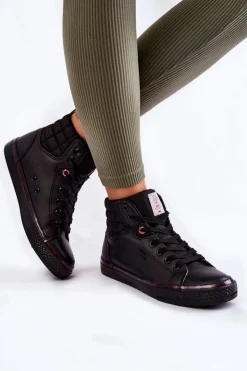 Clearance Cross Jeans Damskie Wysokie Trampki KK2R4058C Czarne Czarny