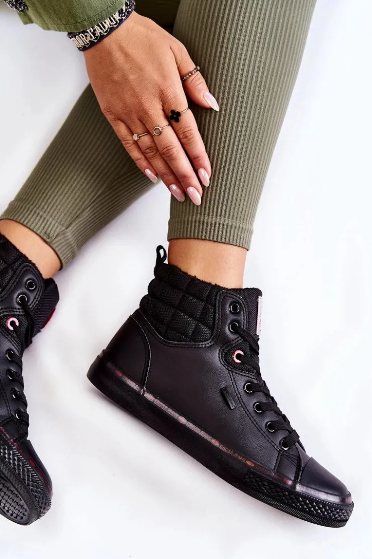 Clearance Cross Jeans Damskie Wysokie Trampki KK2R4058C Czarne Czarny