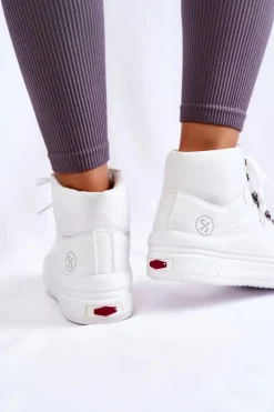 Damskie Cross Jeans Damskie Wysokie Trampki KK2R4028C Białe
