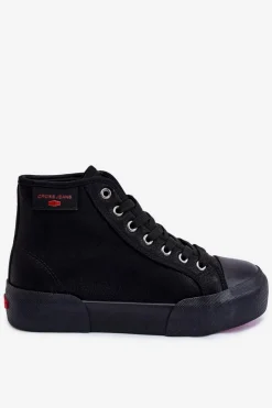 Damskie Cross Jeans Damskie Wysokie Trampki KK2R4055C Czarne