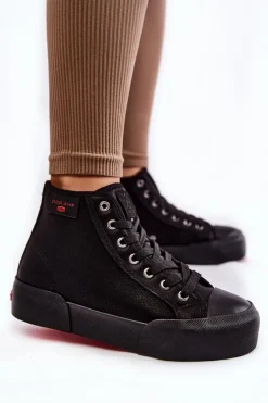 Damskie Cross Jeans Damskie Wysokie Trampki KK2R4055C Czarne
