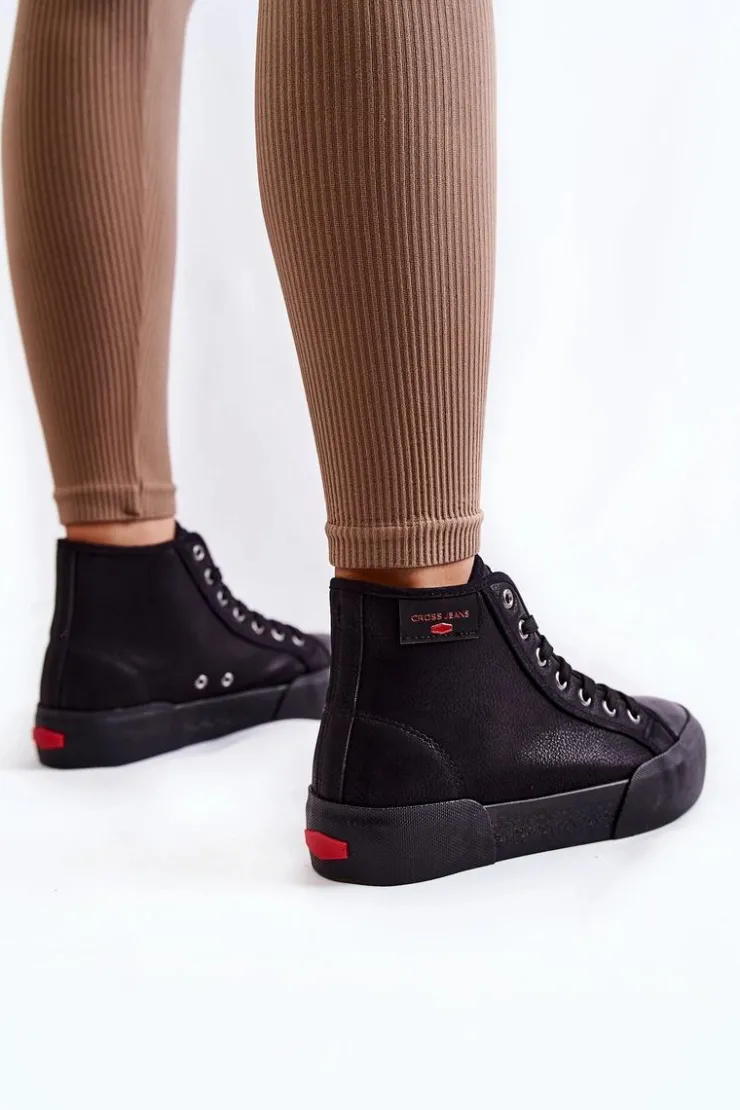 Damskie Cross Jeans Damskie Wysokie Trampki KK2R4055C Czarne