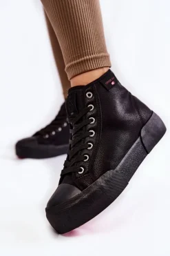 Damskie Cross Jeans Damskie Wysokie Trampki KK2R4055C Czarne