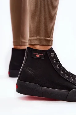 Damskie Cross Jeans Damskie Wysokie Trampki KK2R4055C Czarne