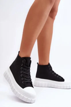 Best Boto Damskie Wysokie Trampki Czarne Avis